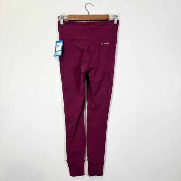 NWT Columbia Joggers Wine Purple Drawstring Waist Cargo Pocket, Size S women's - Picture 2 of 9